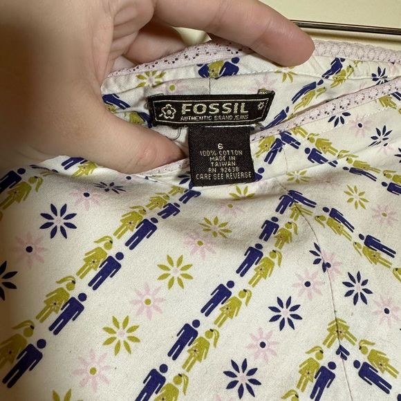 Vintage Y2K Fossil Women's Skirt mini with side slit men women print 6 cotton - Picture 7 of 11